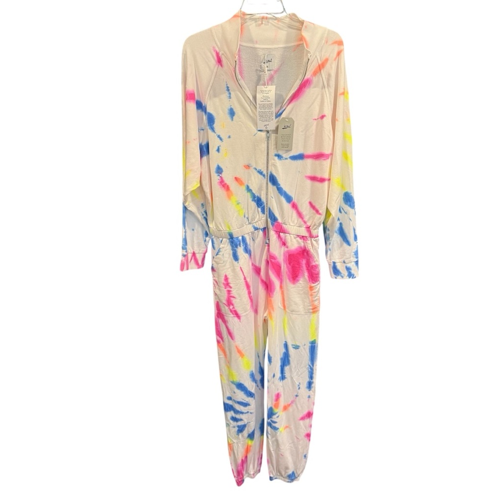 Lezat Restore Soft Terry Jumpsuit Neon Tie Dye, Size XL NWT